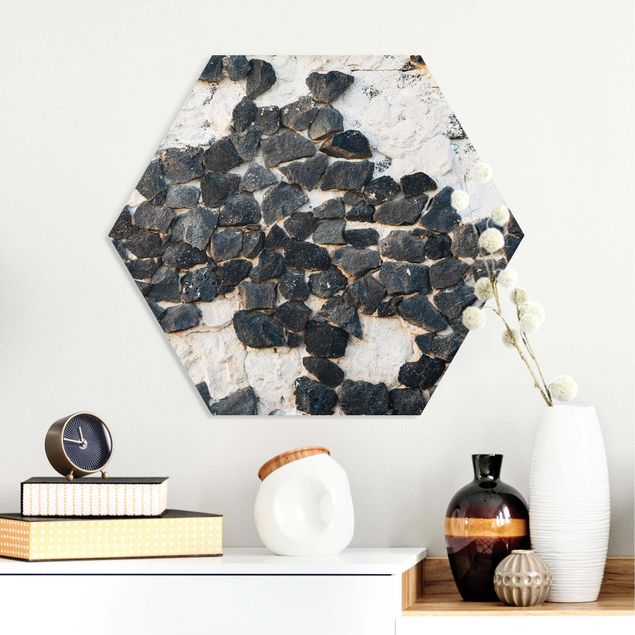 Kök dekoration Wall With Black Stones