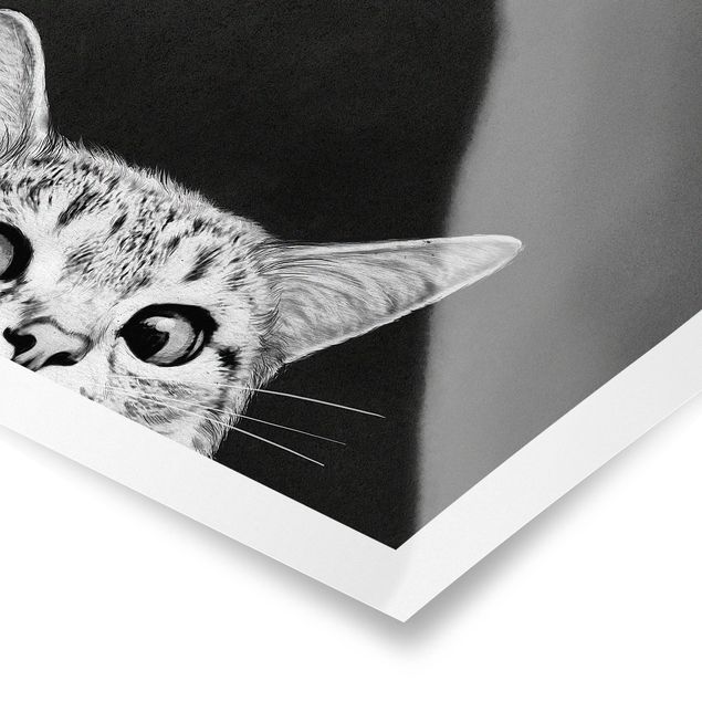 Posters djur Illustration Cat Black And White Drawing