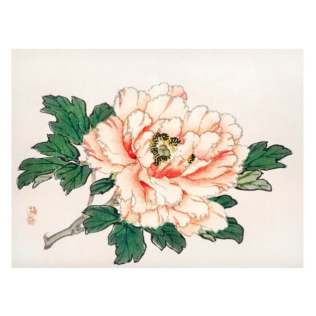 Magnettavla blommor  Asian Vintage Drawing Pink Chrysanthemum