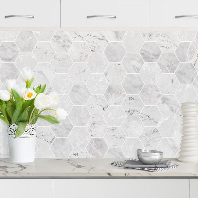 Kök dekoration Marble Hexagon Tiles - Light Grey