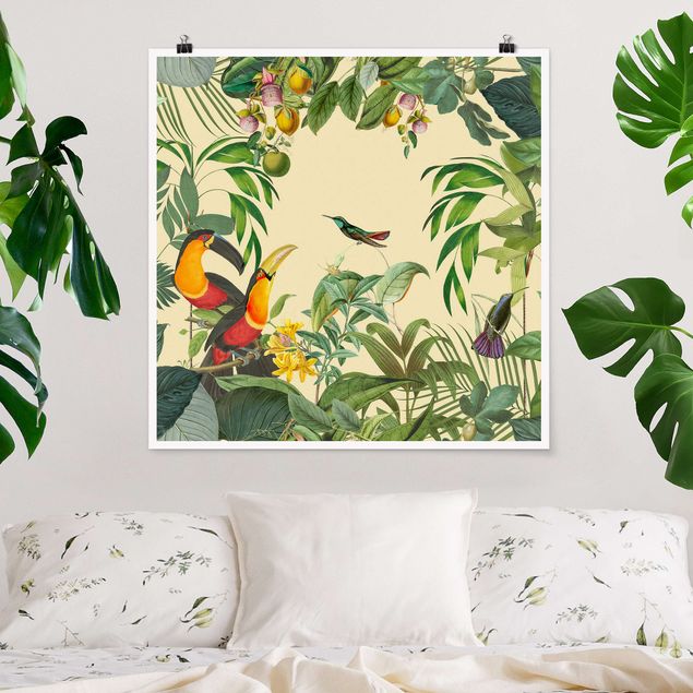 Kök dekoration Vintage Collage - Birds In The Jungle