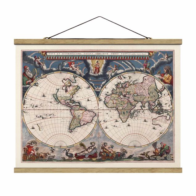Tavlor vintage Historic World Map Nova Et Accuratissima Of 1664