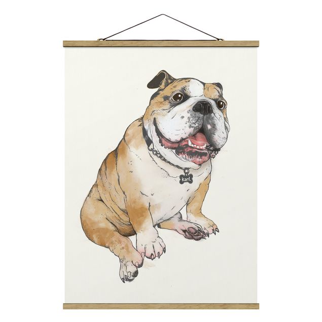 Tavlor modernt Illustration Dog Bulldog Painting