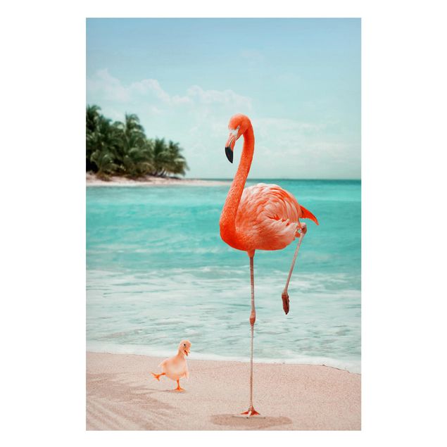 Kök dekoration Beach With Flamingo