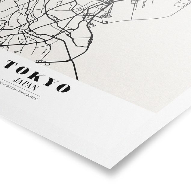 Posters svart och vitt Tokyo City Map - Classic