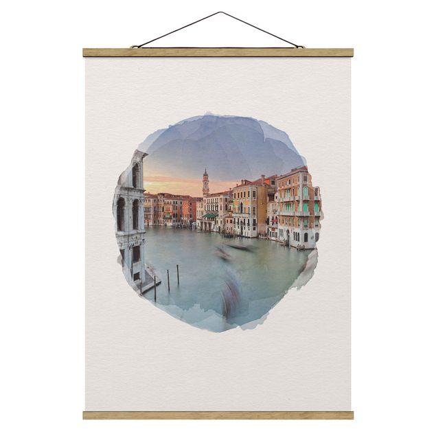 Tavlor modernt WaterColours - Grand Canal View From The Rialto Bridge Venice