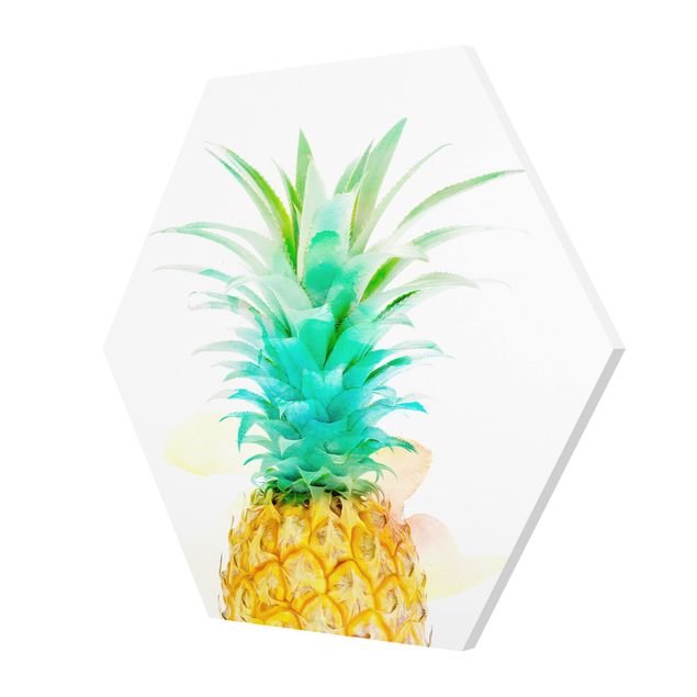 Hexagonala tavlor Pineapple Watercolour