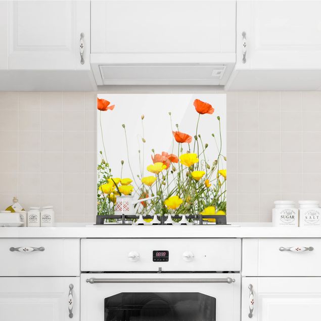 Stänkskydd kök glas blommor  Wildflowers