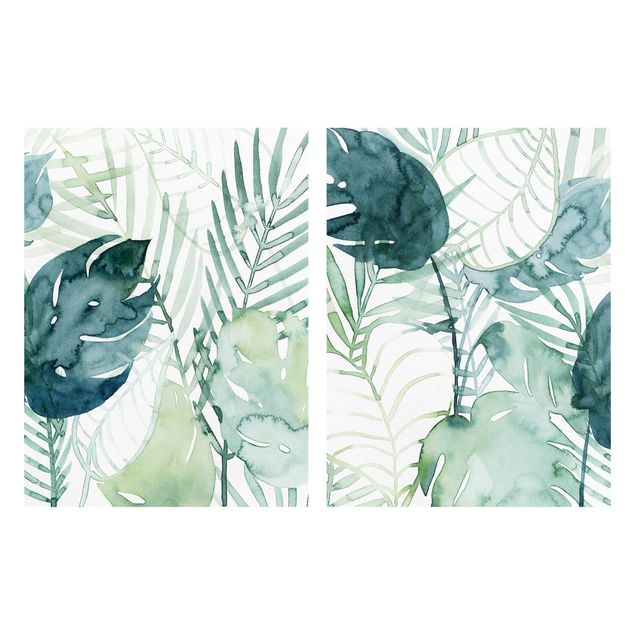 Tavlor Palm Fronds In Water Color Set II