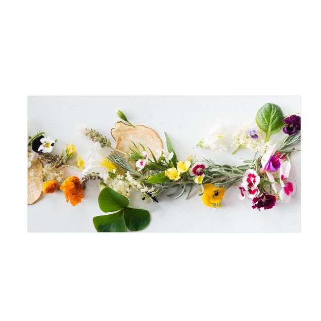 matta blommor Fresch Herbs With Edible Flowers