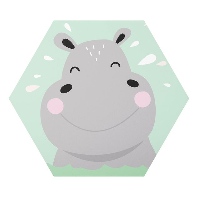 Tavlor grått The Happiest Hippo
