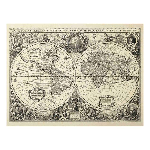 Tavlor världskartor Vintage World Map Antique Illustration