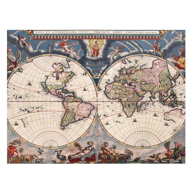 Magnettavla världskartor Historic World Map Nova Et Accuratissima Of 1664