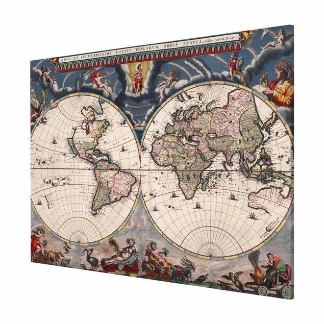 Tavlor världskartor Historic World Map Nova Et Accuratissima Of 1664