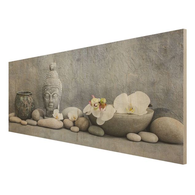 Tavlor Zen Buddha With White Orchids