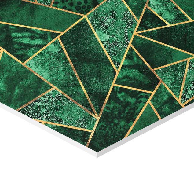 Hexagonala tavlor Dark Emerald With Gold