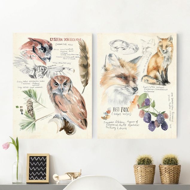 Kök dekoration Wilderness Journal Owl And Fox Set I
