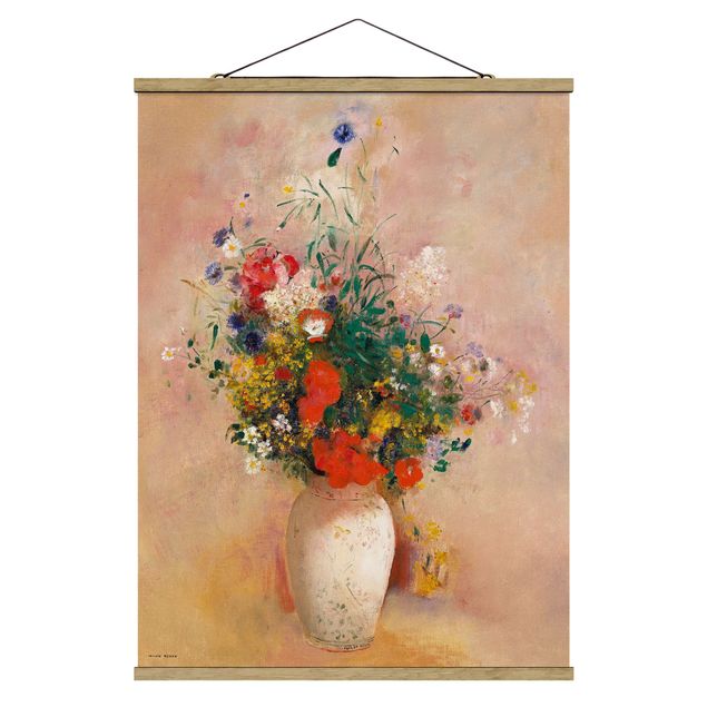 Konststilar Odilon Redon - Vase With Flowers (Rose-Colored Background)