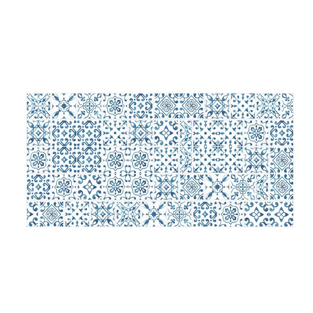 modern matta vardagsrum Tile Pattern Blue White