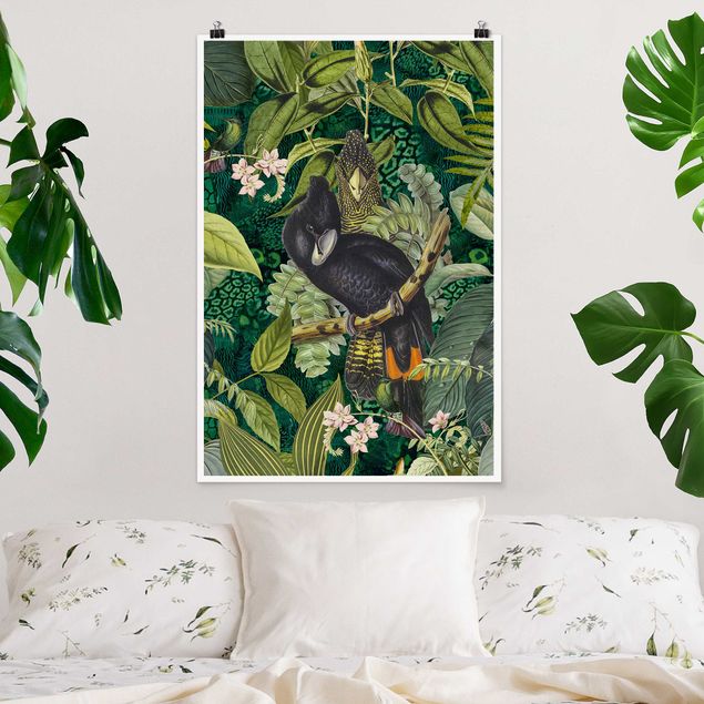 Kök dekoration Colourful Collage - Cockatoos In The Jungle