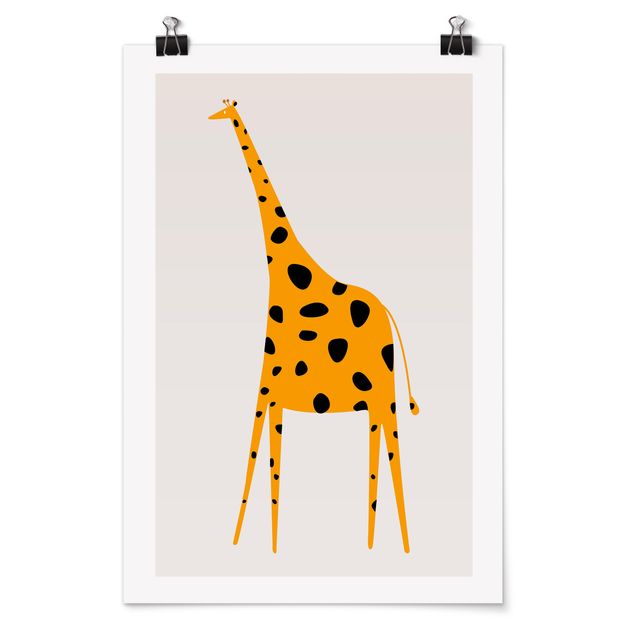 Posters djur Yellow Giraffe
