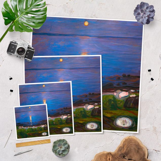Tavlor stränder Edvard Munch - Summer Night By The Beach