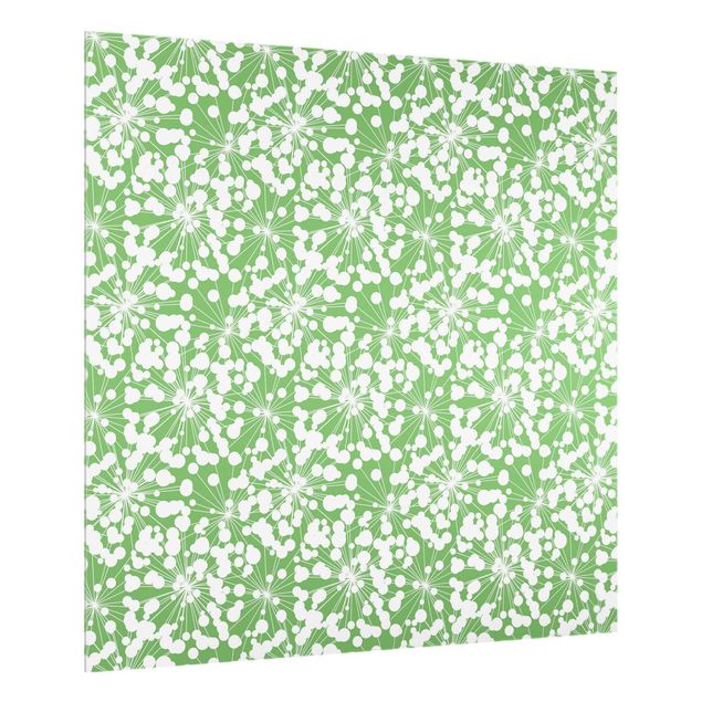 glasskivor kök Natural Pattern Dandelion With Dots In Front Of Green