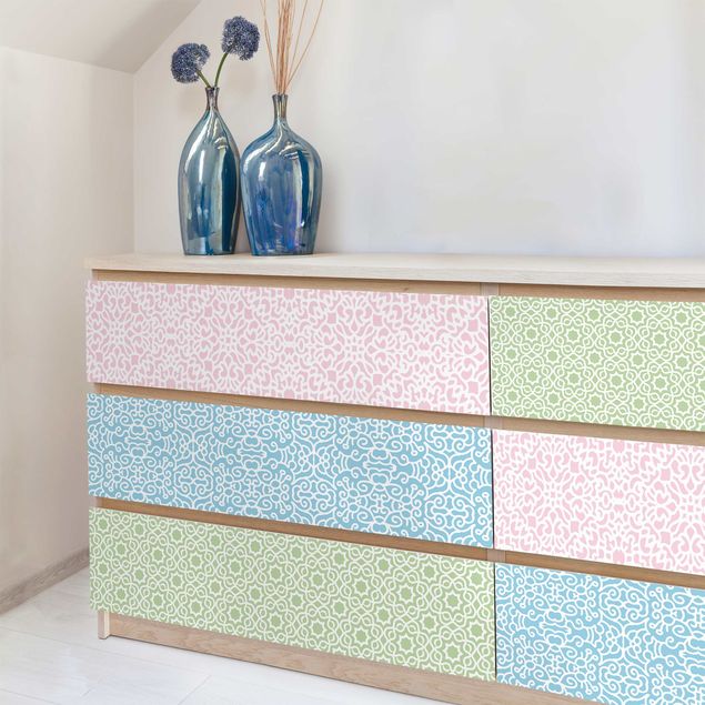 Möbelfolier matt 3 Arabian Pattern In Pastel Colours - Rosé Mint Pastel Blue
