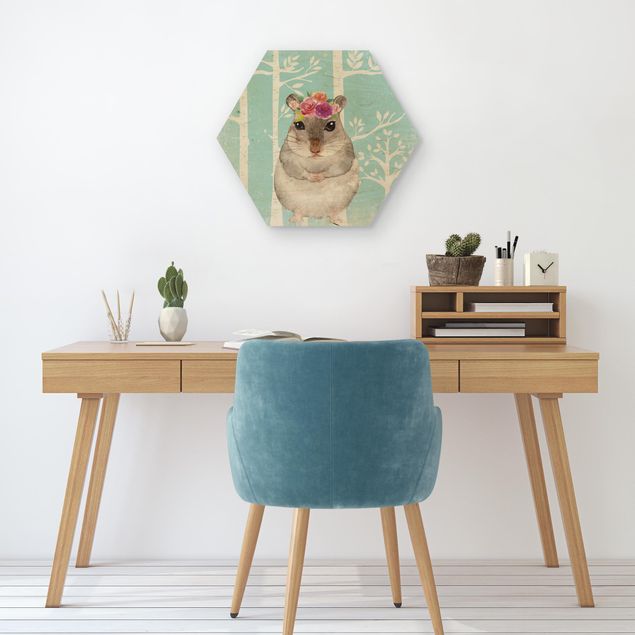 Tavlor modernt Watercolor Hamster Turquoise