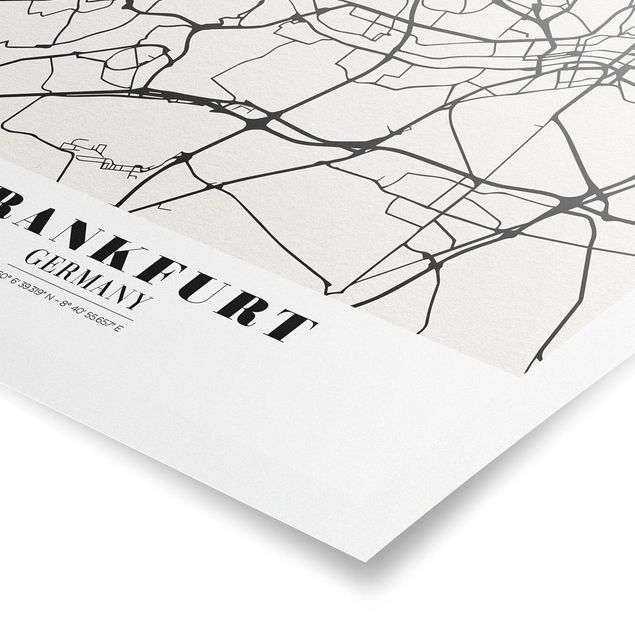 Tavlor svart och vitt Frankfurt City City Map - Classical