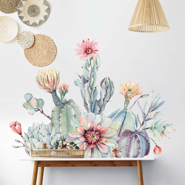 Kök dekoration Watercolour Cactus Flower Bouquet XXL