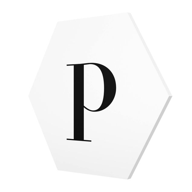 Hexagonala tavlor Letter Serif White P