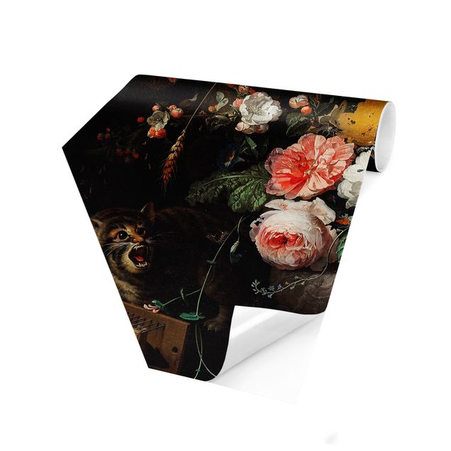 Hexagonala tapeter Abraham Mignon - The Overturned Bouquet