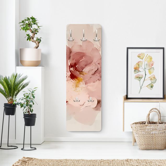 Klädhängare vägg Abstract flower pink