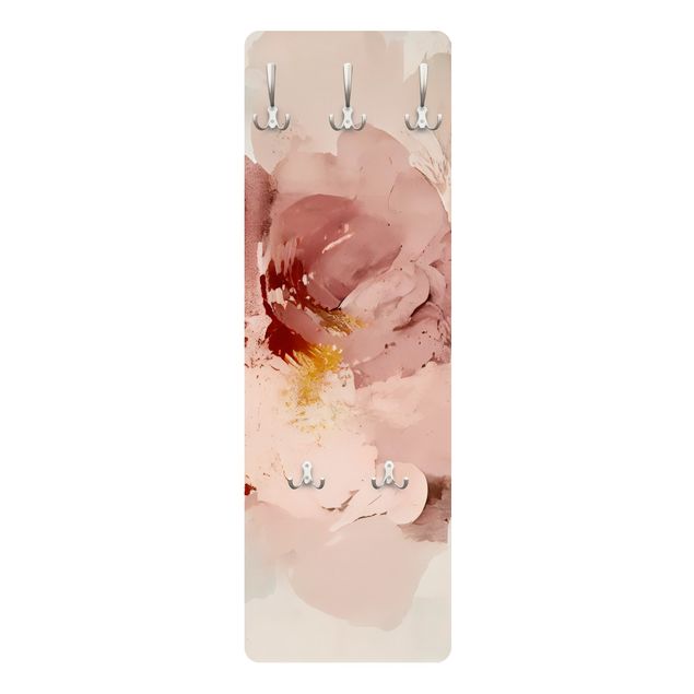Klädhängare vägg träpanel - Abstract flower pink