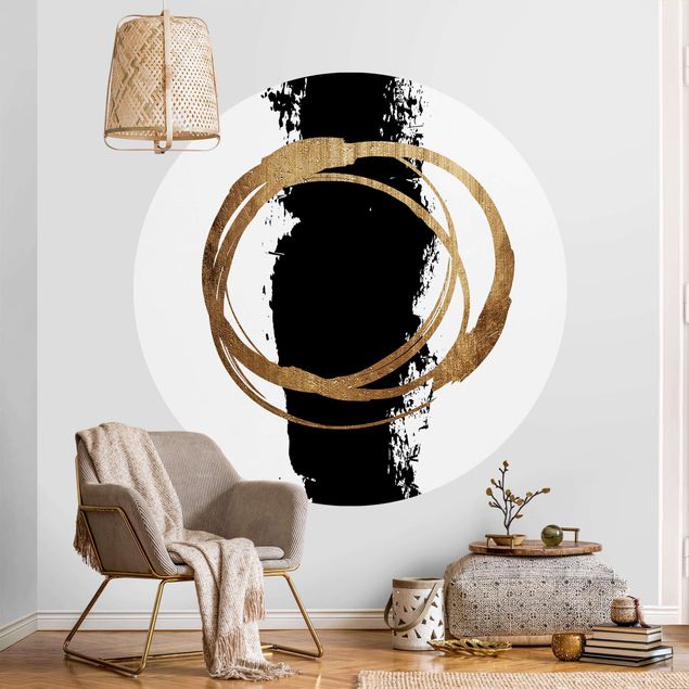 Kök dekoration Abstract Shapes - Gold And Black