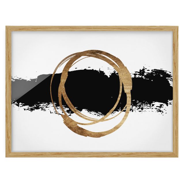 Tavlor abstrakt Abstract Shapes - Gold And Black