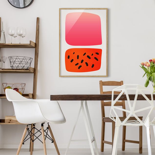 Tavlor med ram abstrakt Abstract Shapes - Melon And Pink