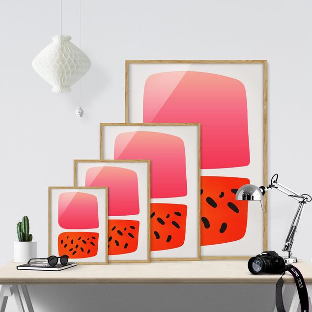 Tavlor röd Abstract Shapes - Melon And Pink