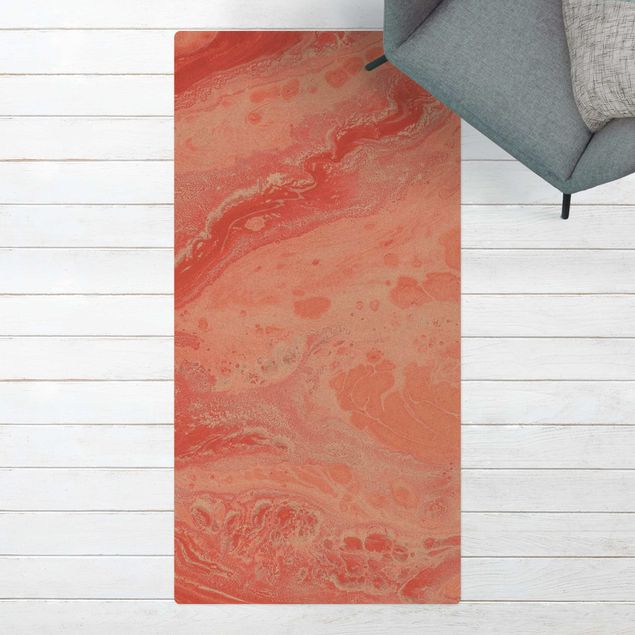 långa mattor Abstract Marbling Salmon-pink