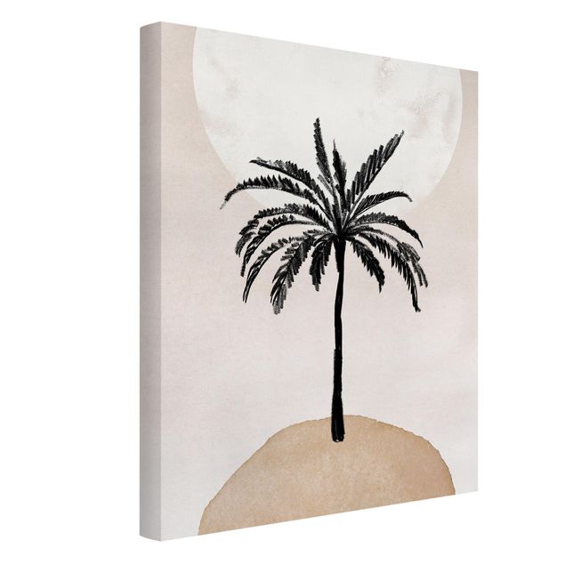 Tavlor modernt Abstract Island Of Palm Trees With Moon