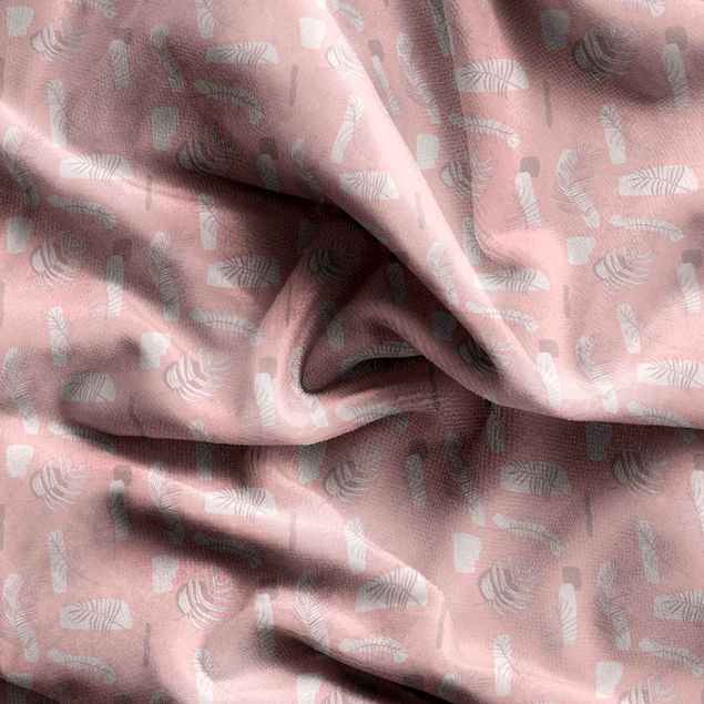 måttbeställd gardin Abstract Pattern With Palm Leaves - Pale Pink
