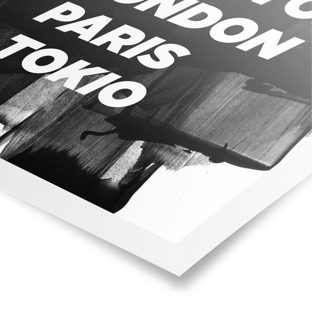 Posters svart och vitt Berlin New York London
