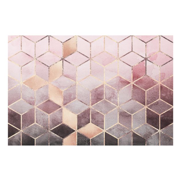glasskivor kök Pink Gray Golden Geometry