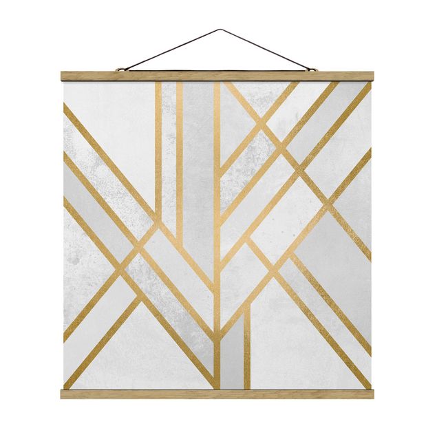 Tavlor abstrakt Art Deco Geometry White Gold