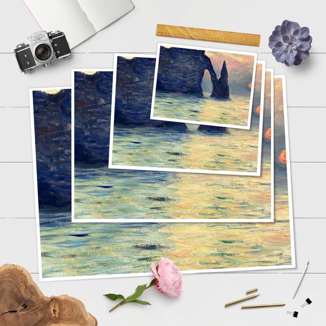 Posters konstutskrifter Claude Monet - The Cliff, Étretat, Sunset