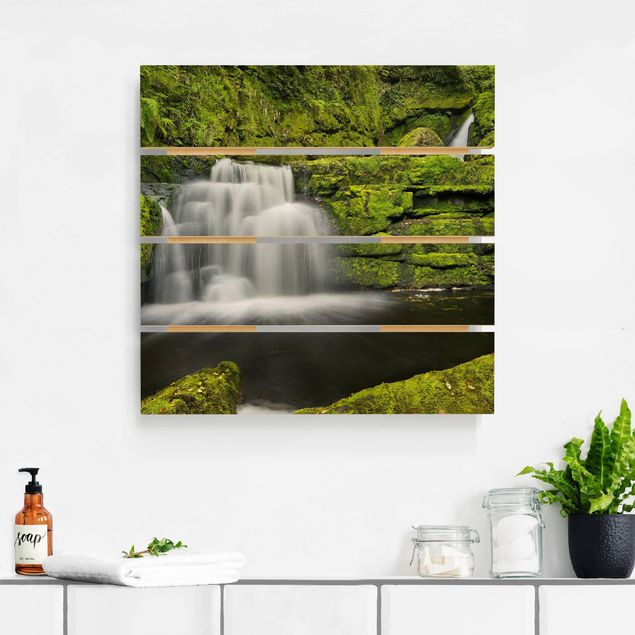 Trätavlor landskap Lower Mclean Falls In New Zealand