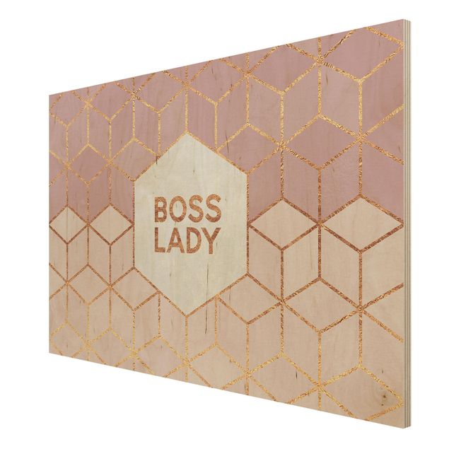 Trätavlor ordspråk Boss Lady Hexagons Pink