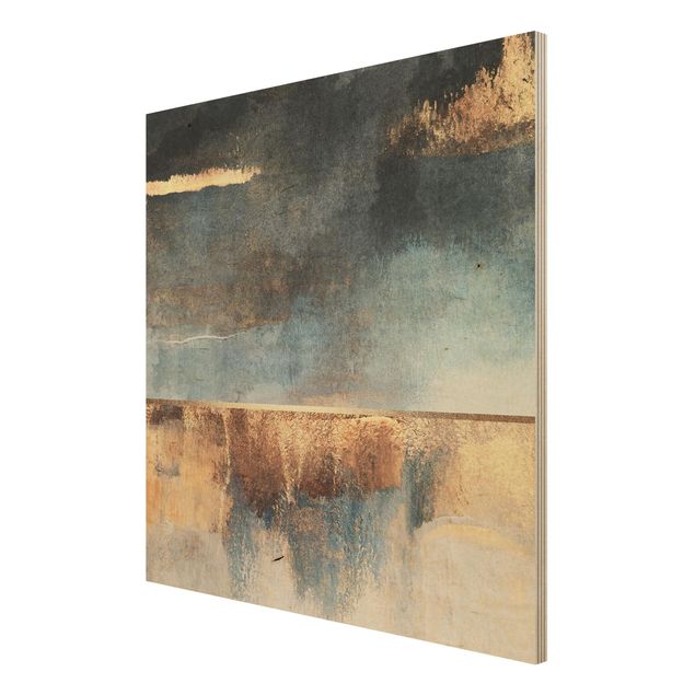 Tavlor Elisabeth Fredriksson Abstract Lakeshore In Gold
