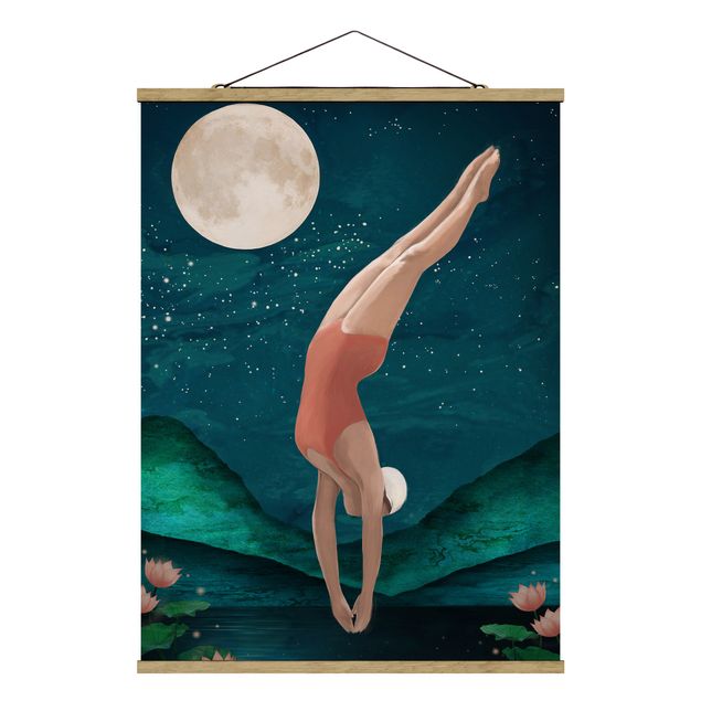 Tavlor sport Illustration Bather Woman Moon Painting